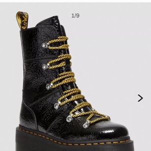 Dr Marten GHILANA MAX DISTRESSED PATENT LEATHER PLATFORM BOOTS